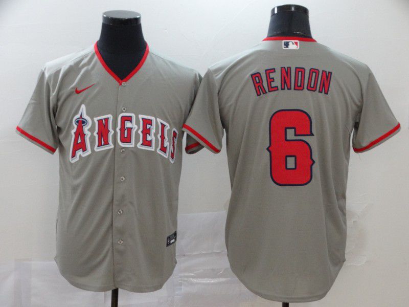 Men Los Angeles Angels 6 Rendon Grey Nike Game MLB Jerseys